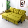 KWPZQEB 78.35" L-Shaped Sofa, Cotton-Linen Sectional Sofa with Storage Chaise, Mid Century Modern Convertible Sleeper Sofa for Living Room - 3 of 4