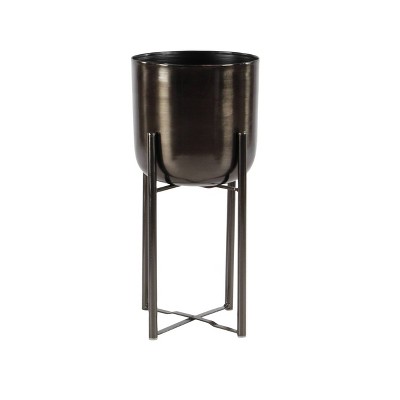Set of 2 Black Iron Indoor/Outdoor Planters with Stands