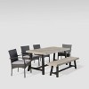 Luster 6pc Acacia Wood and Wicker Dining Set - Light Gray/Gray - Christopher Knight Home: Weather-Resistant, Galvanized Steel Hardware - 2 of 4