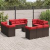 vidaXL 13 Piece Patio Sofa Set with Cushions - Brown and Red With Table - 2 of 4