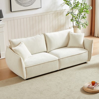 SKRAN 3-Seater Modular Sectional Sofa,Upholstered Loveseat, Deep Seat Chenille Couch with 2 Pillows for Living Room Apartment,Office