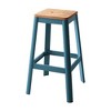 30"H Wood & Metal Armless Backless Square Bar Stool with Crossbar Support and Powder-Coated Finish for Kitchen Island or Home Bar - 2 of 4