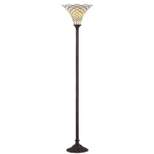 70" White Tiffany Torchiere Floor Lamp (Includes LED Light Bulb) Bronze - JONATHAN Y