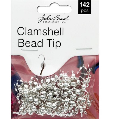 John Bead Must Have Findings Metal Silver 9x6mm Clamshell Bead Tips for Jewelry Making Findings, 142 Pieces