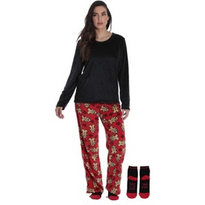 Just Love Womens Microfleece Pajama Pant Set with Socks  Warm, Snug Sleepwear - 1 of 4