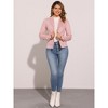 INSPIRE CHIC Women's Notched Collar Button Ruched Long Sleeve Faux Suede Blazer - 3 of 4