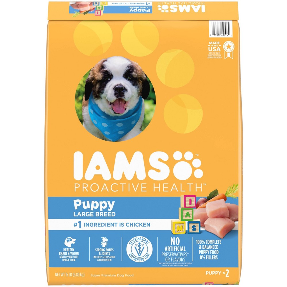 Photos - Dog Food IAMS Proactive Health Chicken Large Breed Puppy Premium Dry  - 15l 