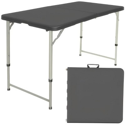 Black Adjustable Height HDPE Folding Table for Indoor and Outdoor Use