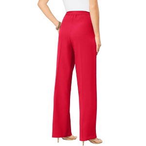 Roaman's Women's Plus Size Petite Wide Leg Bend Over Pant - 1 of 4