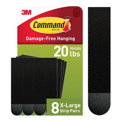 Command 8pk Heavy PHS Adhesives Black: Mounting Adhesive Strips, Heavy Duty, Plastic, Office Supplies