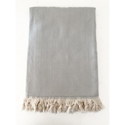 Cotton Herringbone Throw with Tassels 55x75 - Anaya