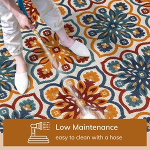 Well Woven Bodrum Indoor OutdoorFloral Panel High Traffic Modern Traditional Carpet Ivory Area Rug - 1 of 4