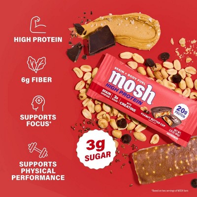 MOSH Peanut Butter Cup High Protein Bar with Creatine - 20g Protein - 2.11oz