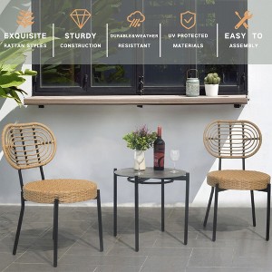 VYNXARIA 3 Pieces Of Luxury Outdoor Wicker Furniture - Patio Bistro Style Table And Chair Combination,Weather-resistant PE Wicker Weave - 1 of 4