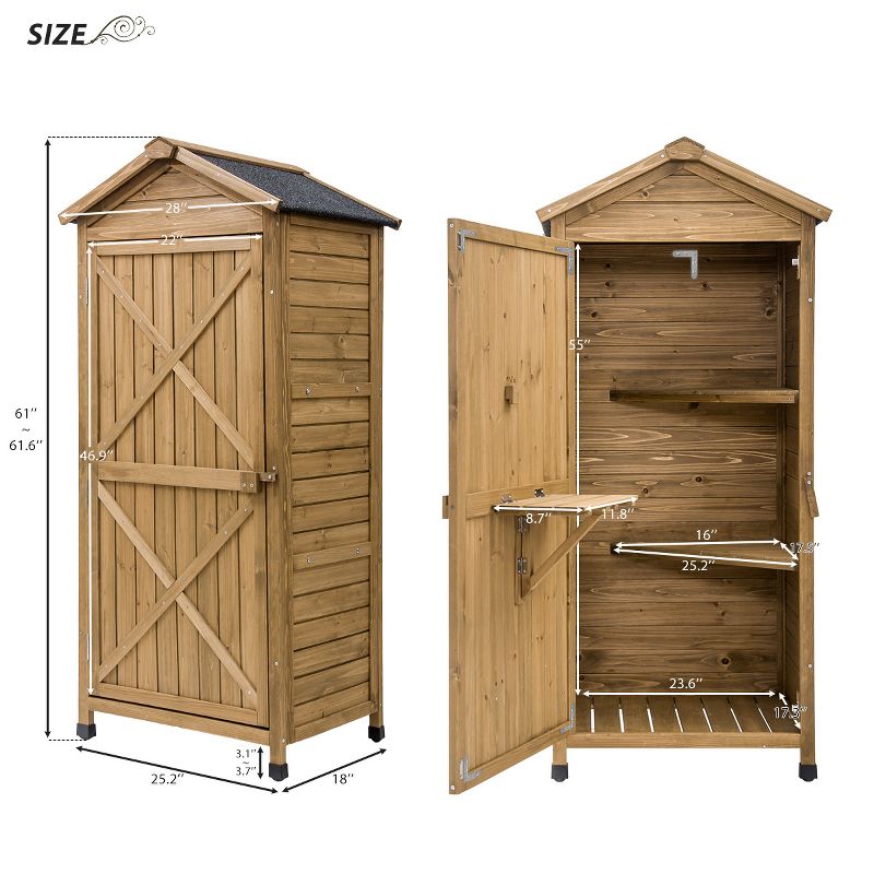 Outdoor Wooden Storage Sheds Fir Wood Lockers with Workstation-ModernLuxe, 3 of 10
