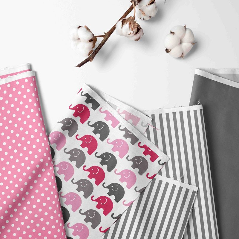 Bacati - Elephants Pink/Fuschia/Gray 4 pc Crib Bedding Set with Diaper Caddy, 2 of 10