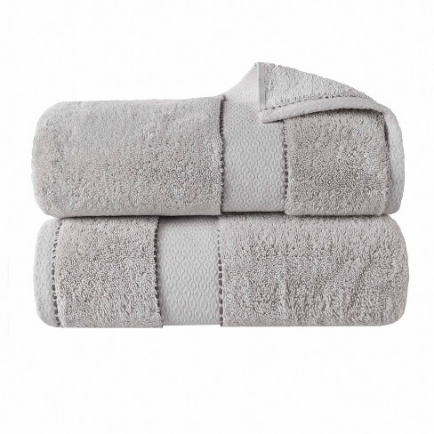 Cotton Heavyweight Ultra-plush Luxury Bath Sheet Set Of 2, Platinum ...
