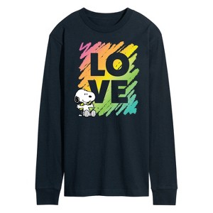 Men's - Peanuts - Rainbow Love Scribble Long Sleeve Graphic T-Shirt - 1 of 4