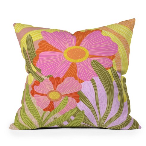 20 X 20 Sewzinski Modern Botanicals Iii Outdoor Throw Pillow Orange pink green Deny Designs Target