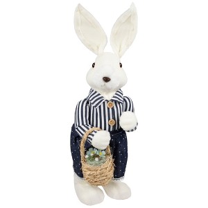 Northlight Standing Girl Bunny with Basket Easter Figure - 19" - Navy Blue - 1 of 4
