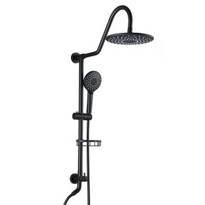 SEVOBAL Shower Faucets, Complete Dual Shower System with Rainfall Shower Head and Adjustable Handheld Unit for Bathroom, Black, 14.39"*33.07"*17.72" - 1 of 4