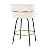 26" Glam/Art Deco Fixed-Height Counter Stool with Swivel in Metal and Velvet with Round Footrest, Set of 2 - 4 of 4