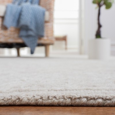 Light Gray Tufted Wool Silk Square Rug