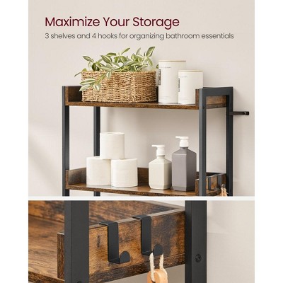 Rustic Brown and Black 3-Tier Over-the-Toilet Storage Rack
