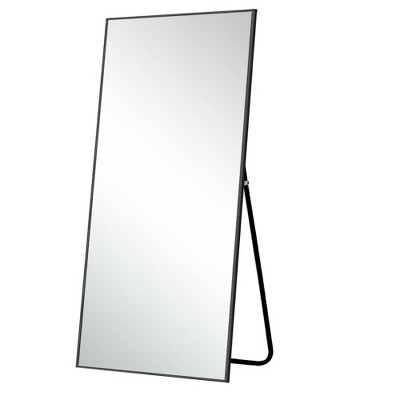 HomeRoots 71" Black Metal Framed Leaning or Hanging Full Length Mirror