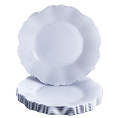 Silver Spoons Elegant Disposable Plastic Plates for Party, Heavy Duty White Disposable Plate Set, (10 PC) - Chateau