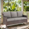 POCASSY Wicker Outdoor Couch, Brown Wicker Sofa Outdoor Furniture with All Weather Rattan and Olefin Cushion for Porch Balcony - 3 of 4