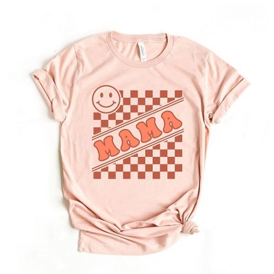 Simply Sage Market Women's Mama Checkerboard Smiley Face Short Sleeve Graphic Tee