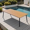 Crestlive Products Outdoor Dining Table Patio Dining Table with Wooden-Like Top and Aluminum Frame, Rectangular Table with Umbrella Hole - 2 of 4