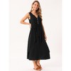 INSPIRE CHIC Women's Summer Sleeveless V Neck Button Decor Flowy Maxi Tank Beach Dress - 3 of 4