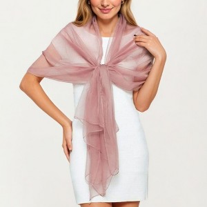 Anna-Kaci Women's Sheer Chiffon Wrap with Soft Flowing Drape Delicate Edging and Versatile Styling 47x76.7in - One Size Fits Most, Mauve Pink - 1 of 4