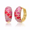 Guili Young Adults/Teens 14k Yellow Gold Plated Pink Sunset Stained Glass Snake Scale Hoop Earrings - 2 of 3