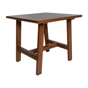 Merrick Lane Farmhouse Trestle End Table, Solid Wood Rustic Accent Table