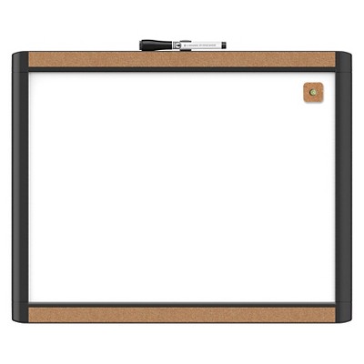 U Brands 16"x20" Pin-It Dry Erase Board Plastic and Cork Frame