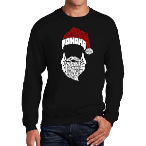 LA Pop Art Feliz Navidad Santa Claus - Men's Word Art Crewneck Sweatshirt Black Medium - 1 of 4