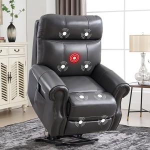 Bestier Genuine Leather Power Lift Recliner Chair with USB Port, Luxury Rocker Glider Recliners Sofa with Massage for Living Room Bedroom Home Theater - 1 of 4
