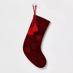 20" Velvet Christmas Stocking with Double Thread Stitching - Wondershop™
