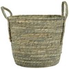 Northlight Set of 3 Gray Tall Seagrass Storage Baskets with Sewn Zig Zag Accents 13" - 4 of 4