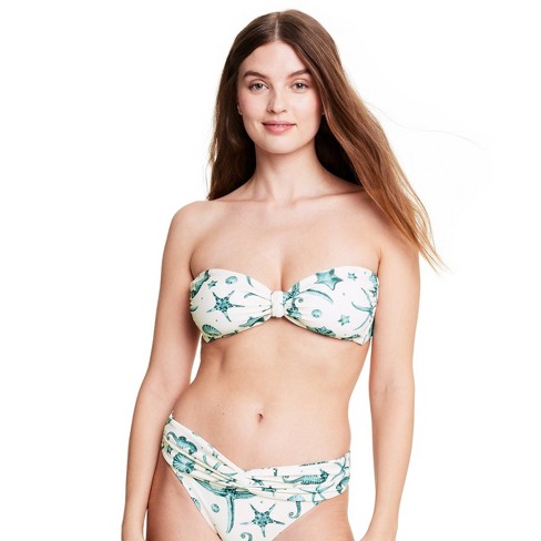 Women's Seahorse Print Bandeau Bikini Top - Agua Bendita X Target  Cream/blue : Target