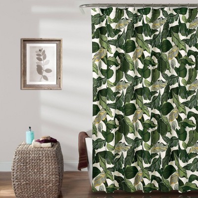 green shower curtain