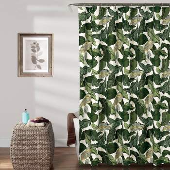 1pc Green Leaf Pattern Shower Curtain Peva Plastic Printing - Temu Canada