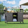 Outdoor Grill Cart with Stainless Steel Top, Mobile Kitchen Island with Storage Cabinet, Spice Rack & Wheels for BBQ Patio - 2 of 4