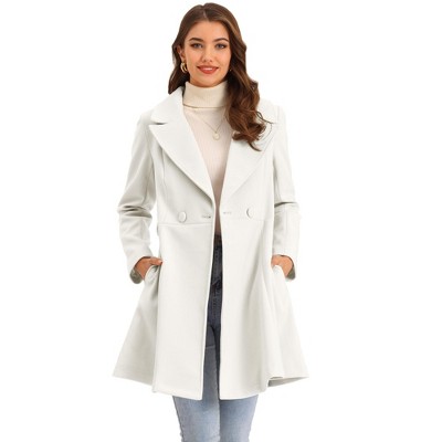 Allegra K Women's Elegant Notched Collar Single Belted Winter Long Coat