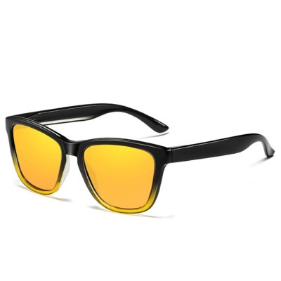 Attop Classic retro square night vision glasses for men and women, suitable for fishing, driving and hiking, with UV protection, gradient black/yellow
