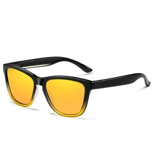 Attop Classic retro square night vision glasses for men and women, suitable for fishing, driving and hiking, with UV protection, gradient black/yellow - 1 of 4
