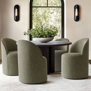 Modern Dining Chairs Set of 4 Upholstered Dining Chair with Castors Round Dining Room Chair Cushioned Backrest Dining Chair for Kitchen -Tanpinhause - 1 of 4